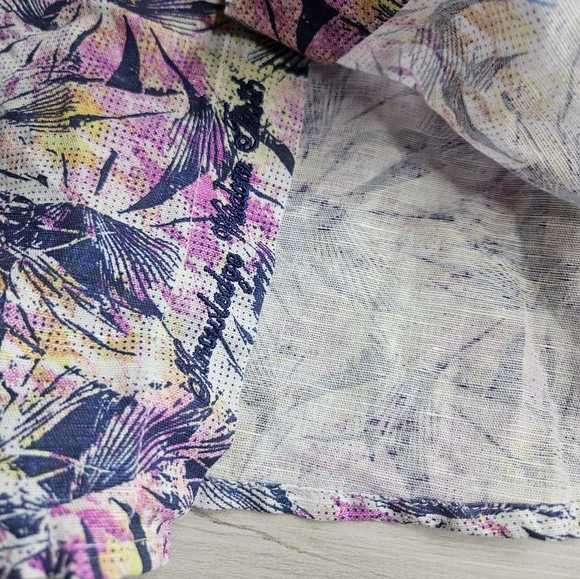 Robert Graham Rory Print Multi-Color Linen Blend Short Sleeve Button Front Large - Picture 4 of 9